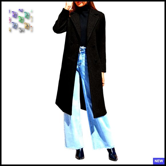 Jackets & Blazers - Wool Pea Coat Double Breasted Long Overcoat Trench Classic Elegant Winter